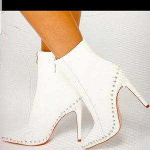 Wild diva white studded ankle boots New